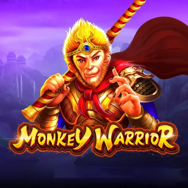 Símbolos de dinero, jackpot y guerrero de Monkey Warrior