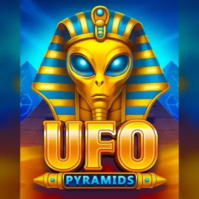 Portada de UFO Pyramids con pirámides, ovnis y símbolos multiplicadores.