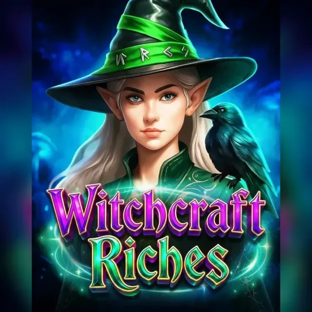 Portada de Witchcraft Riches con su temática de brujería y pociones multiplicadoras.