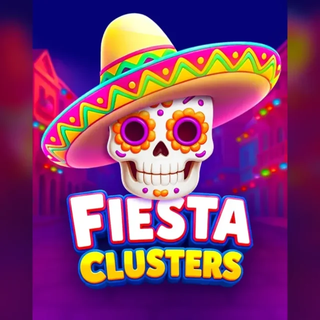 Portada de Fiesta Clusters con símbolos festivos y grupos de colores.