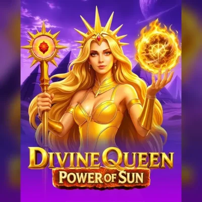 Portada de Divine Queen: Power of Sun con su temática solar y multiplicadores por casilla.
