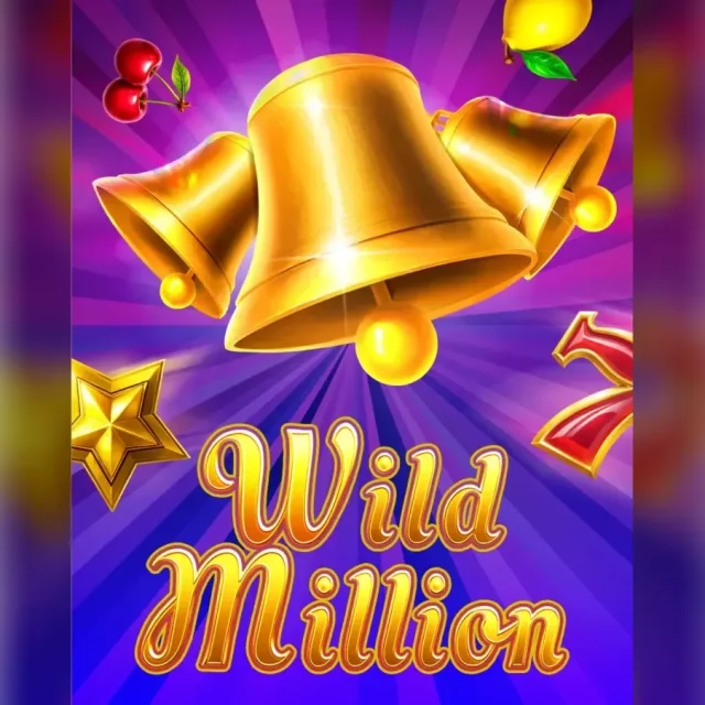 Portada de Wild Million con símbolos Bell, Wild y ambiente de Las Vegas.