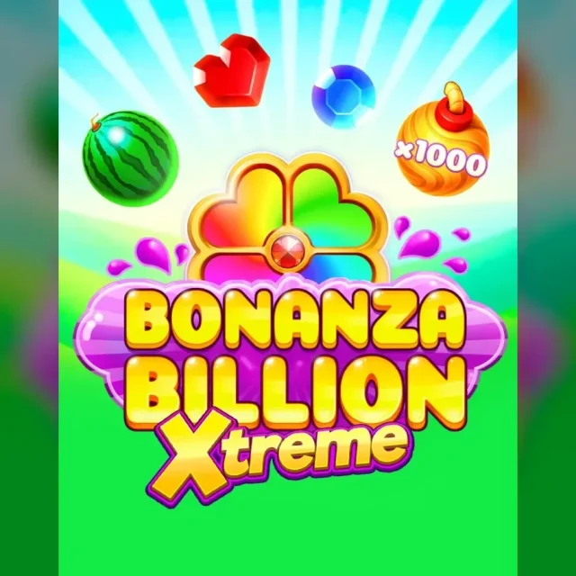 Portada de Bonanza Billion Xtreme con frutas, bombas y símbolos multiplicadores.